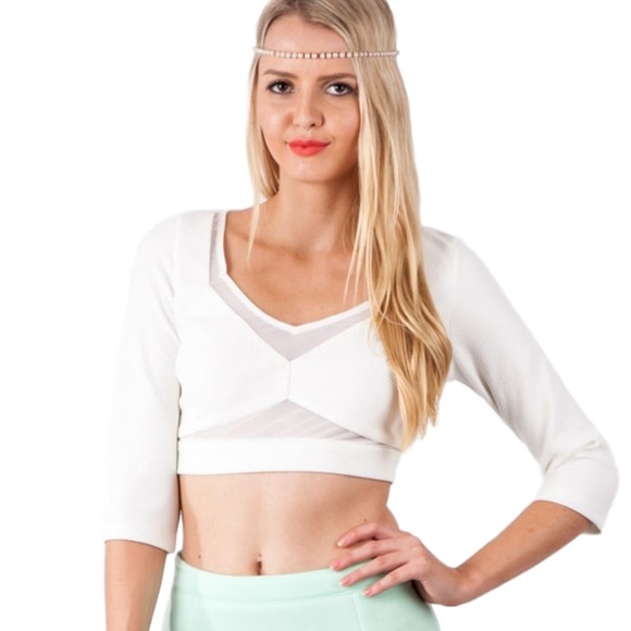 Sexy Mesh Inset Crop Top - Picture 3 of 10